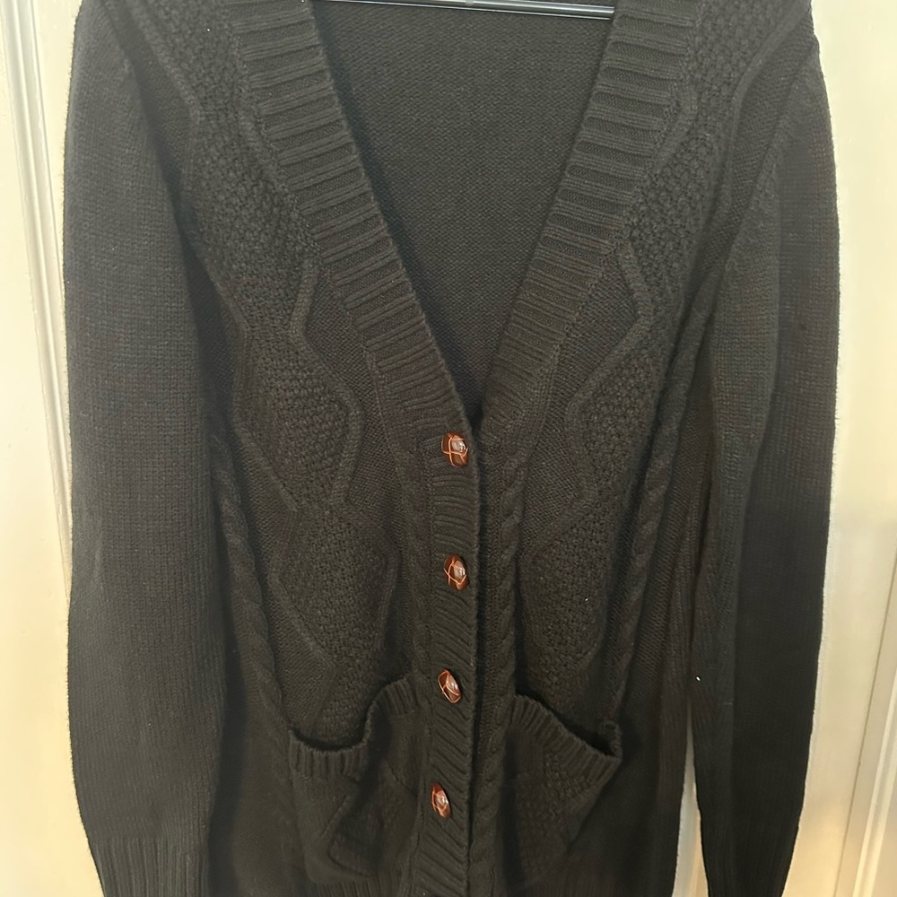 Women's Black Cable Knit Cardigan